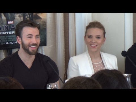 Marvel Captain America Press Conference With Chris Evans, Scarlett Johansson, Samuel L. Jackson