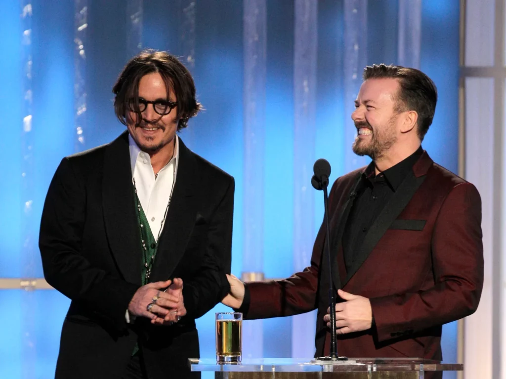 Johnny Depp’s Hilarious Revenge on Ricky Gervais: The Angelina Jolie Joke That Had Everyone Talking